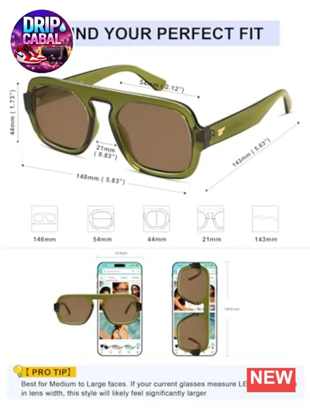 Retro Square Aviator Sunglasses UV400 Protection Oversized Frame